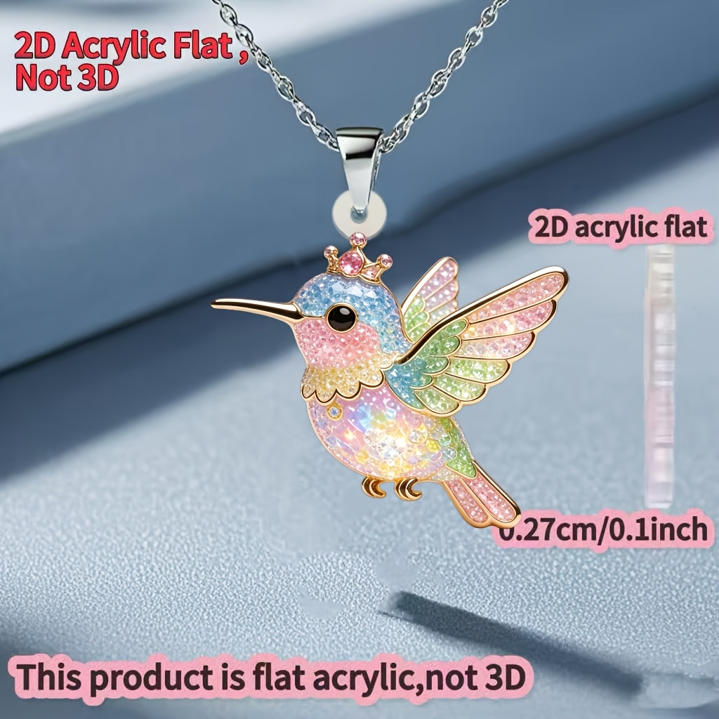 Acrylic Bird Colorful Sparkling Necklace